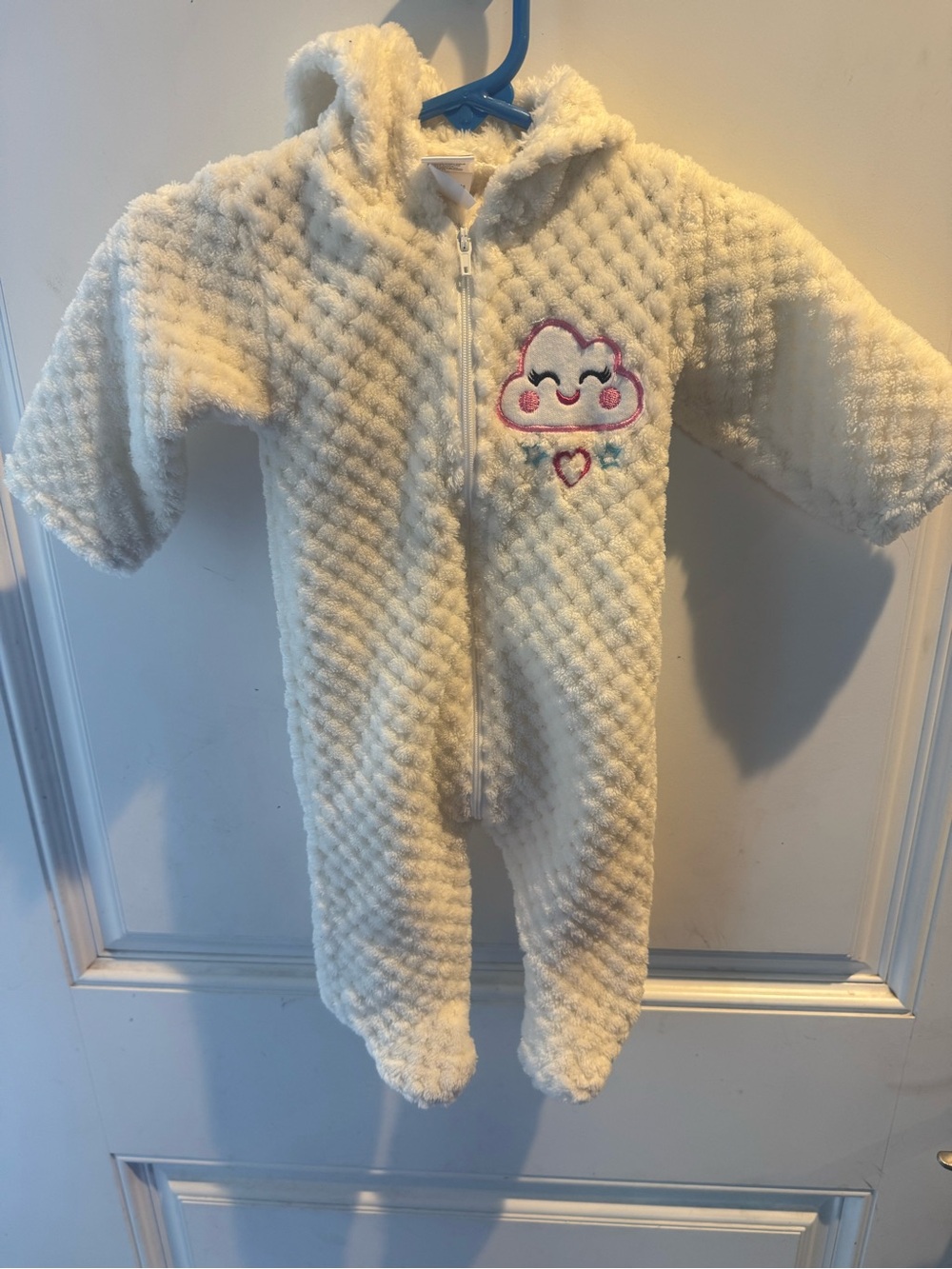 Baby girls zipped up hooded romper